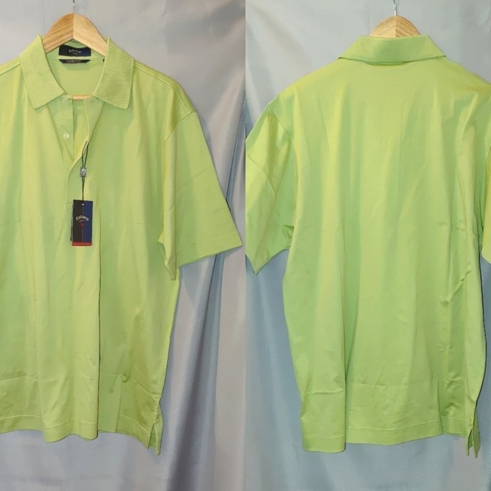 Callaway Collection Golf Polo Short Sleeve‎ Green Large Egyptian Cotton New